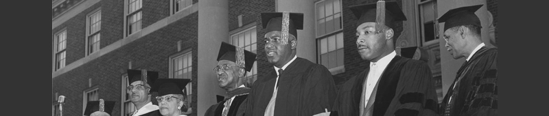 Photo Title: Jackie Robinson and Martin Luther King at Howard University.  Date: ~1940-1950.  Photographers:  Scurlock Studio (Washington, D.C.). Repository: Archives Center, National Museum of American History.
 